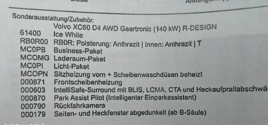 Volvo XC 60 cena 153999 przebieg: 76660, rok produkcji 2017 z Gorlice małe 781